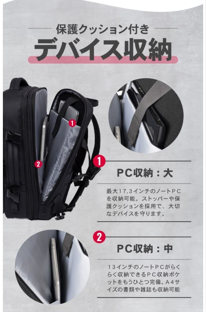 BEMOVITA 3WAYバッグ/リュック/ビジネスバッグ/大容量45L 断捨離