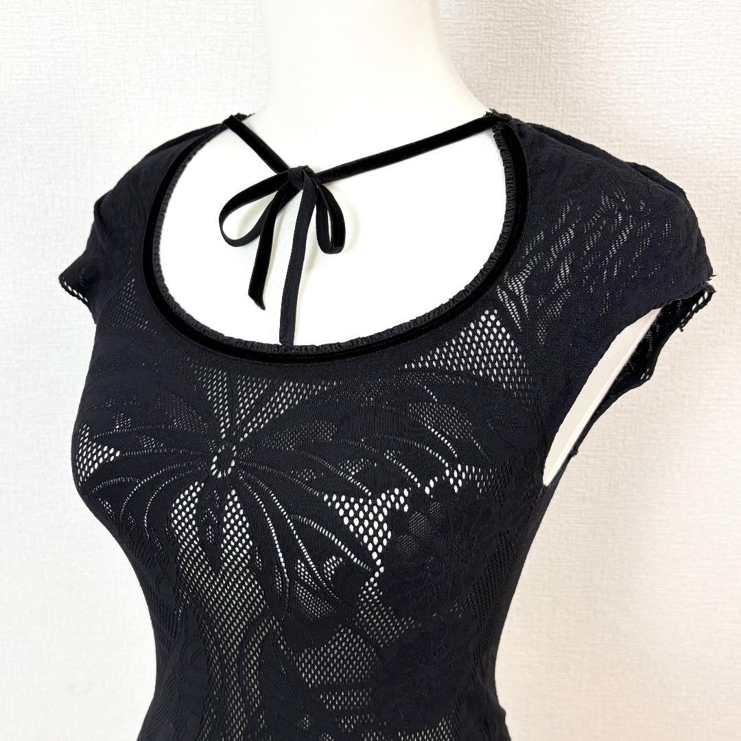 Just Cavalli ノースリーブトップス メッシュ 1 ブラック 蝶々