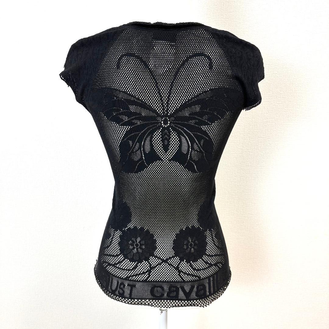 Just Cavalli ノースリーブトップス メッシュ 1 ブラック 蝶々