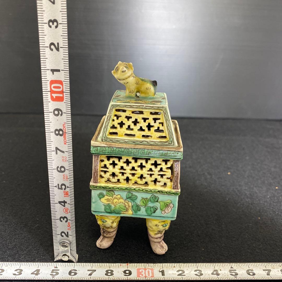 中国古玩　粉彩透香炉　トヒオ　高さ約11.5㎝　東里8-0130①