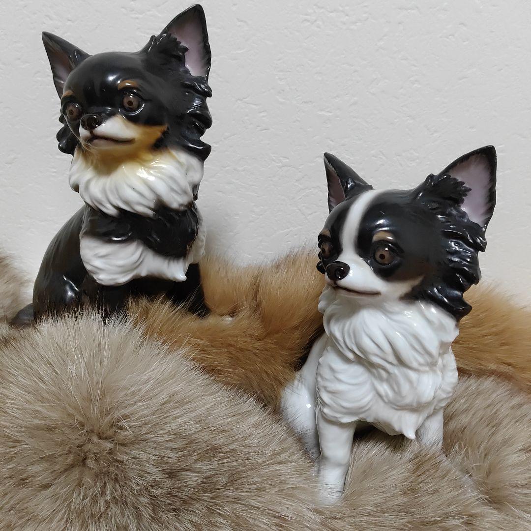 2匹の仲良しチワワ dearDg チワワ 陶器製 チワワ置物