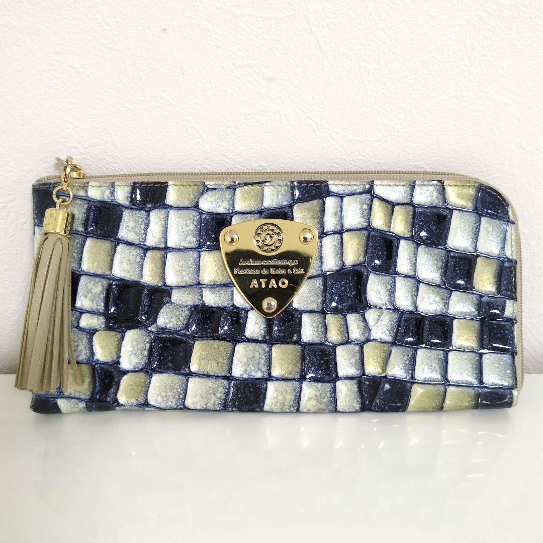 ATAO アタオ リモ ヴィトロ ブループリズム 長財布 L字ファスナー