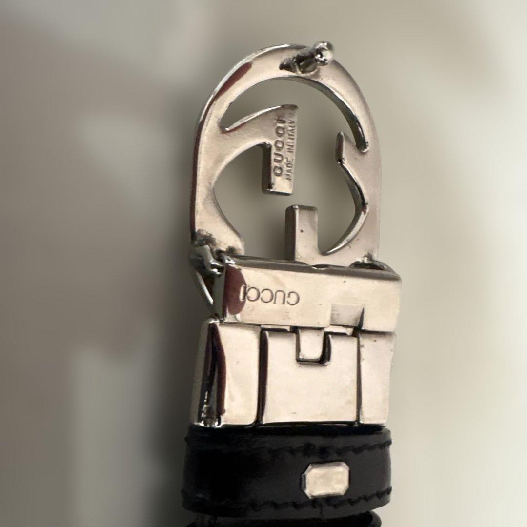 GUCCI グッチ Ladys ブラックレザーベルト ダブルGロゴ