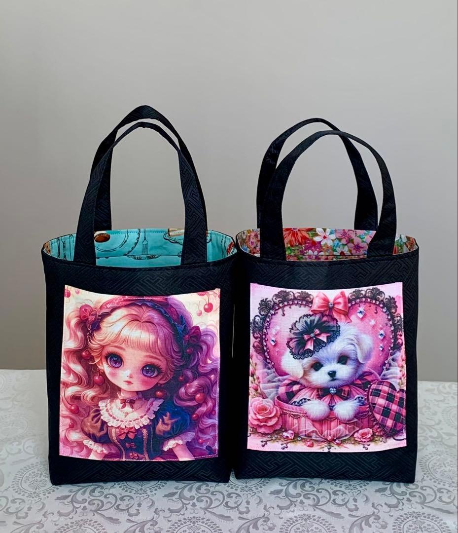 ♥むっち♥ ♡♬.*゜　いちご猫ちゃん　トートバッグ　小物入れ