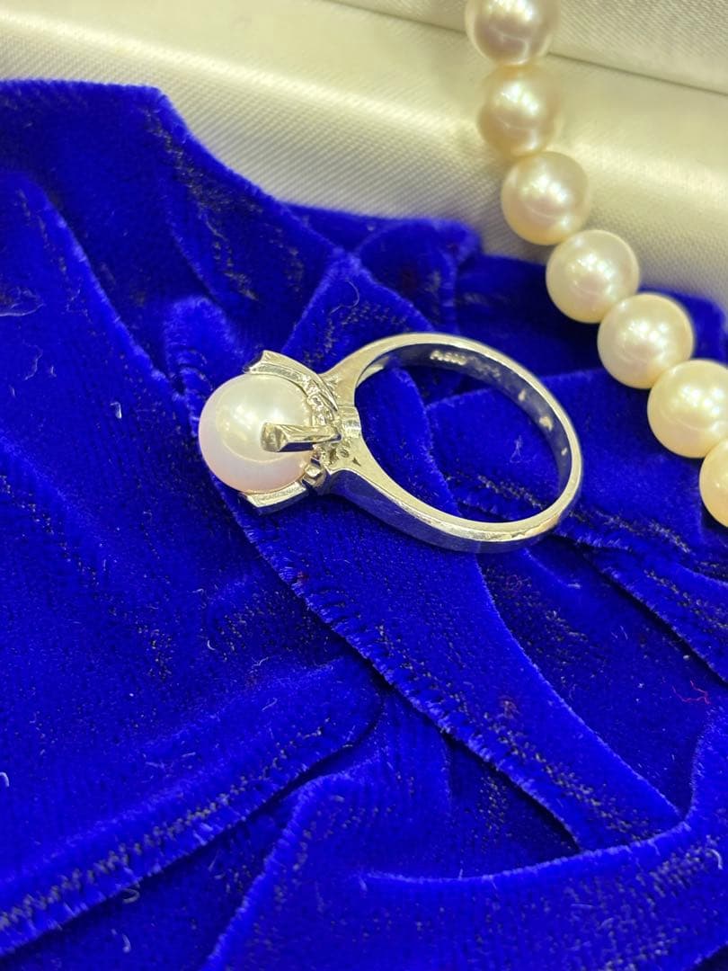 本真珠ネックレス、プラチナパールリング　豪華セット