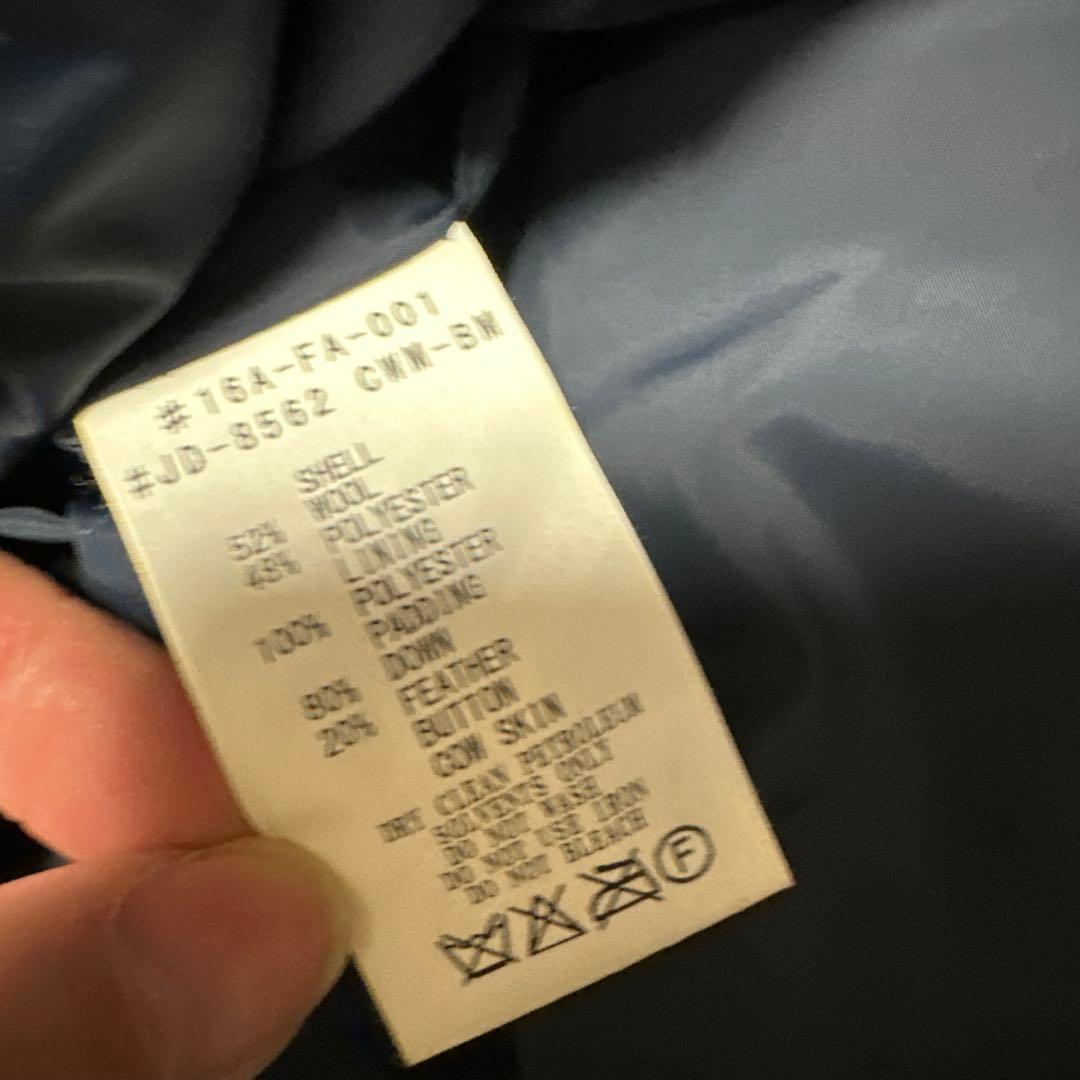 美品　LL ダントン×ビームス ダウンベスト ウールモッサ 胡桃ボタン ネイビー