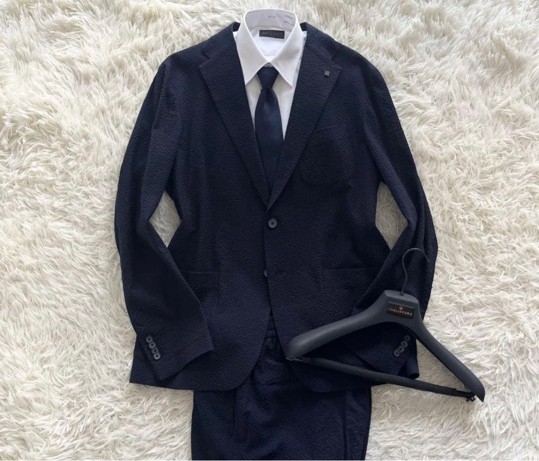 TAGLIATORE ネイビー シアサッカー スーツ サイズ50