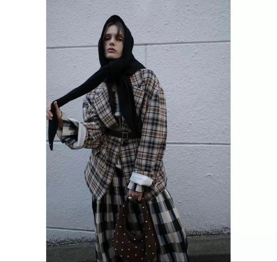 CLANE テーラードオーバージャケット チェック サイズ1