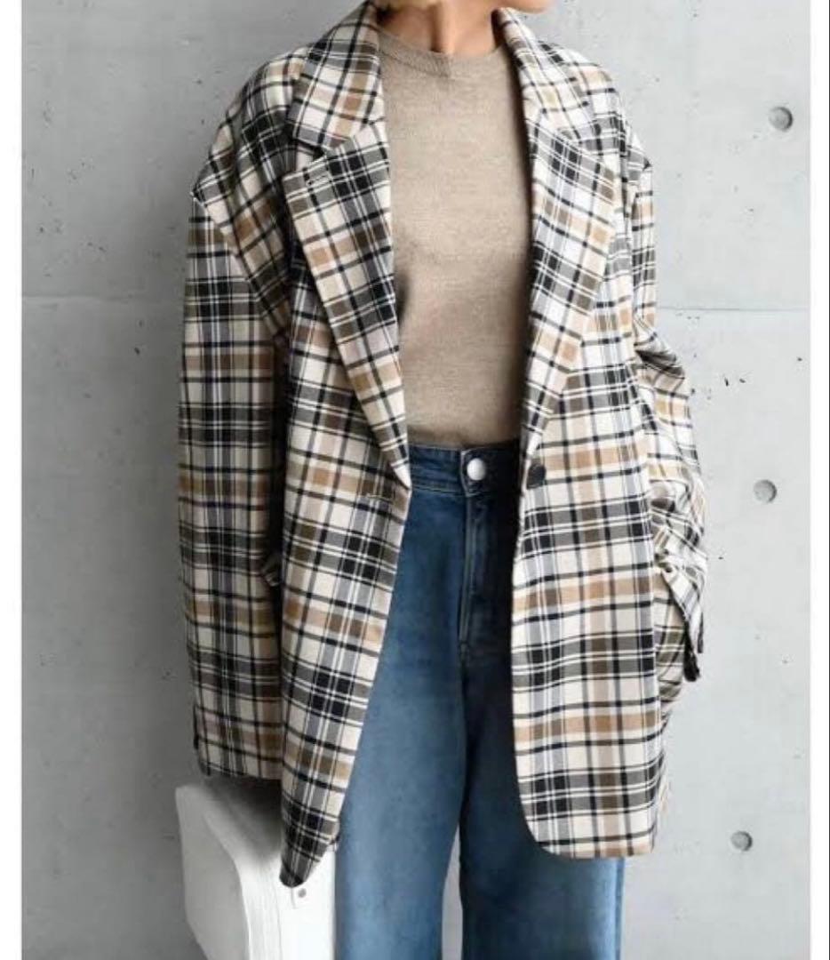 CLANE テーラードオーバージャケット チェック サイズ1