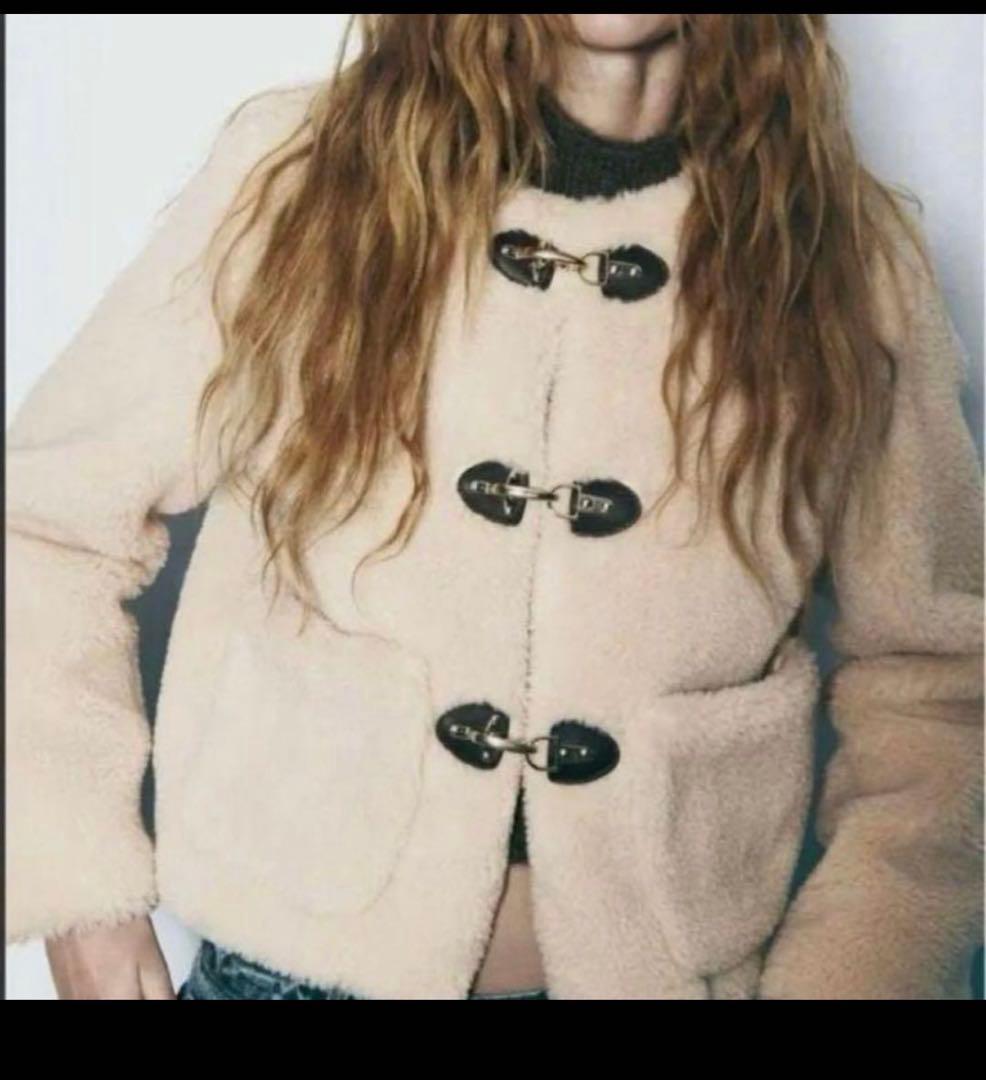 即日配送　 ZARA フェイクボアジャケット ロブスター クラスプ　sサイズ