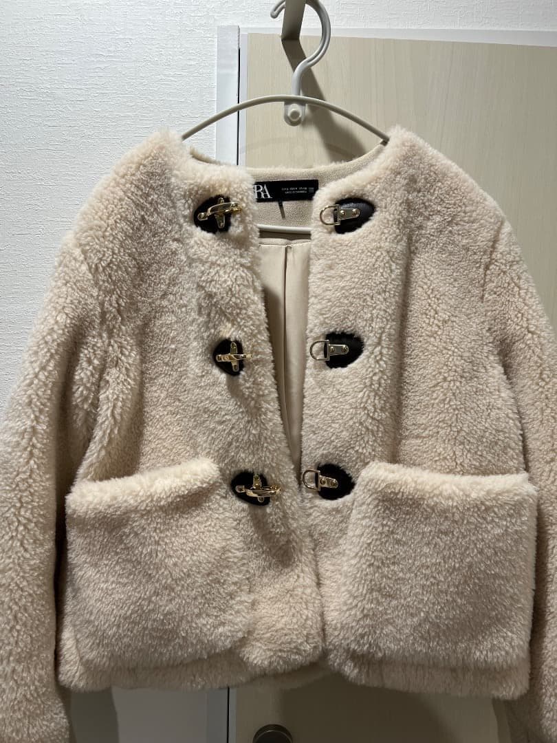 即日配送　 ZARA フェイクボアジャケット ロブスター クラスプ　sサイズ