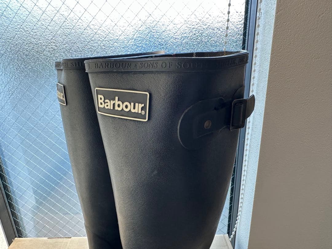Barbour UK9 ブラック 長靴 ハウスチェック柄ライニング