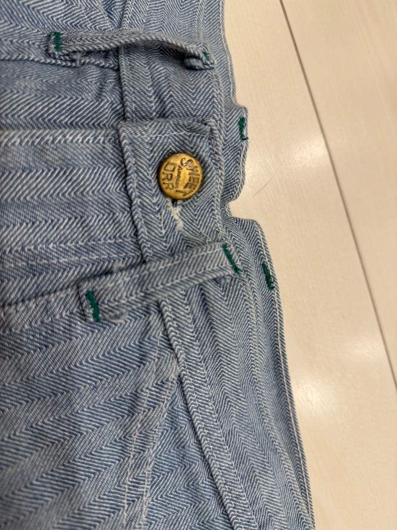 SWEET-ORR ストライプ ワークパンツ ベイカーパンツ　ライトブルー