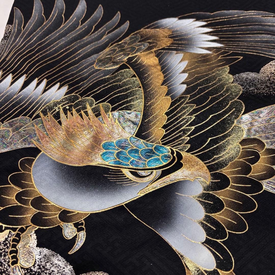 《新品 日本製 》漆黒 豪華爛漫金箔技法 お宮参り 産着 祝着 新品たとう紙付