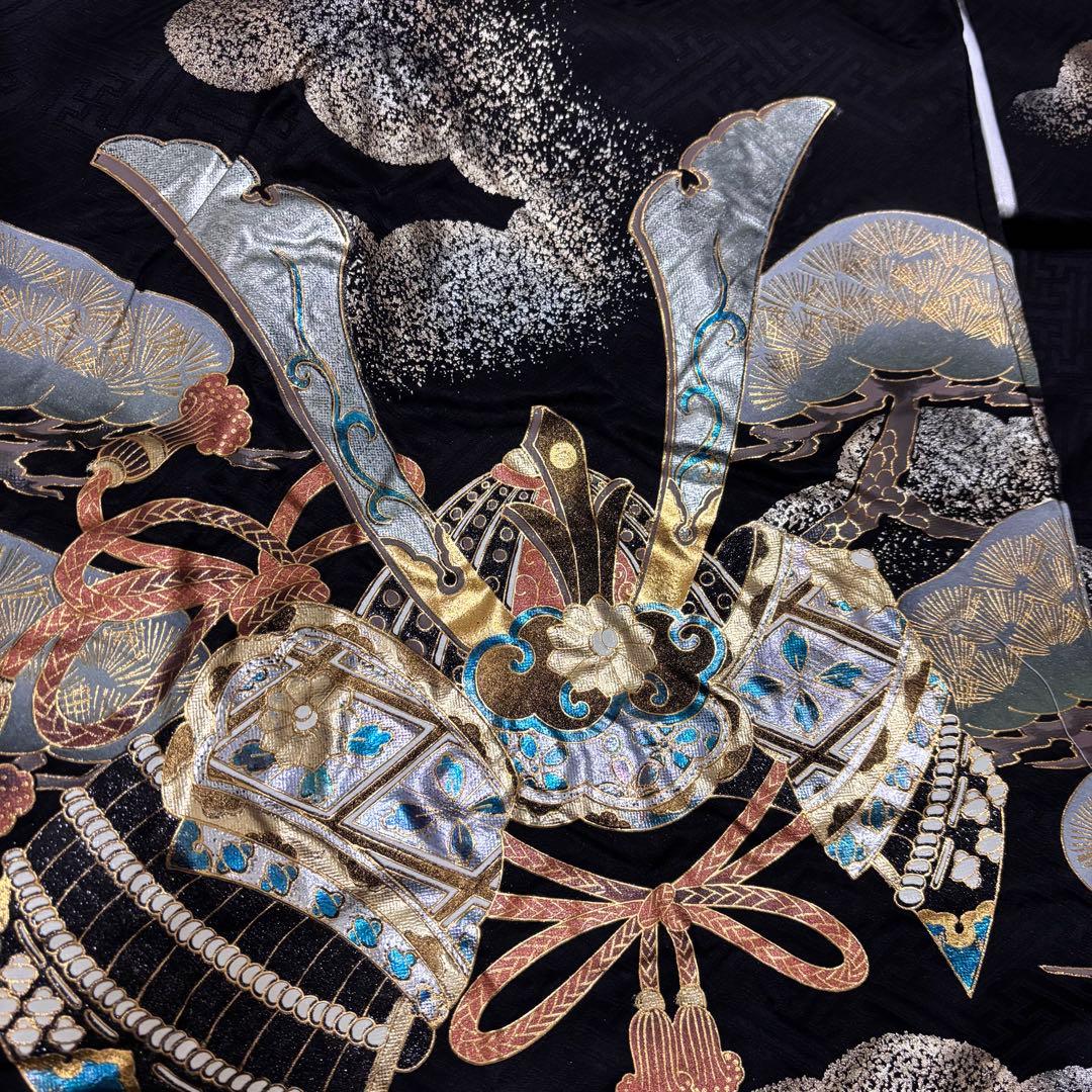 《新品 日本製 》漆黒 豪華爛漫金箔技法 お宮参り 産着 祝着 新品たとう紙付