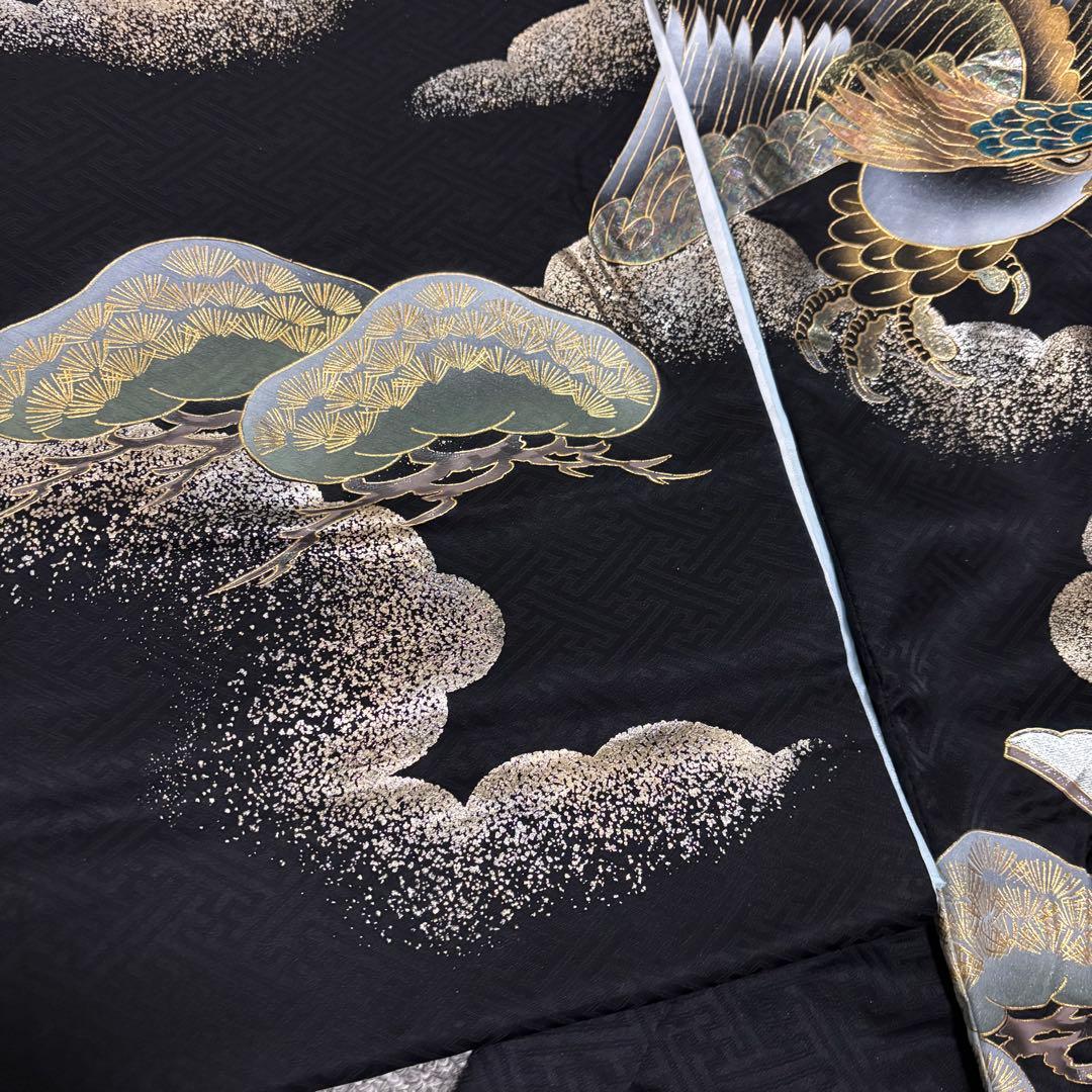 《新品 日本製 》漆黒 豪華爛漫金箔技法 お宮参り 産着 祝着 新品たとう紙付