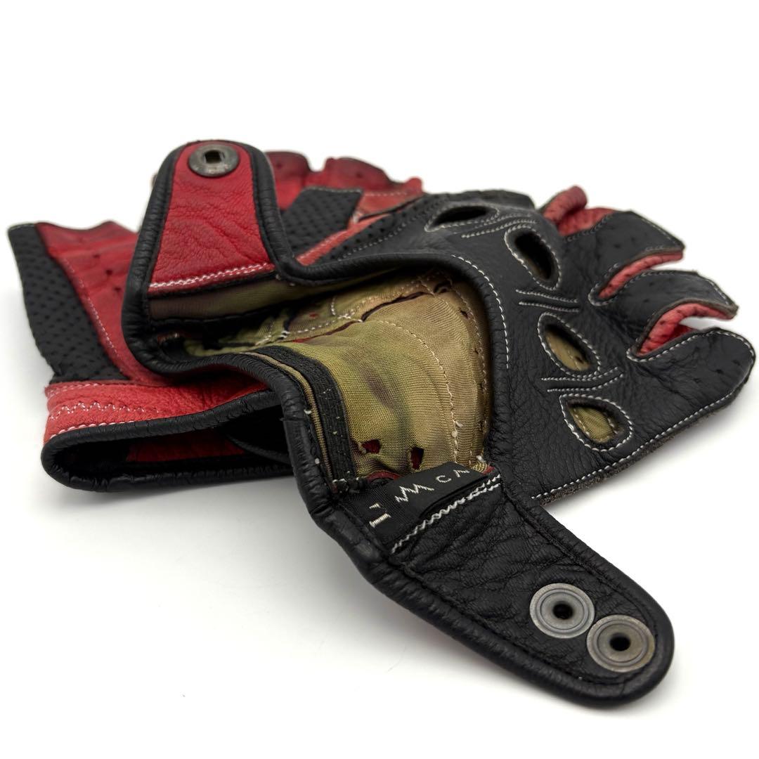 CACAZAN ドライビンググローブ DDR-071R(鹿革)ブラック×レッドL