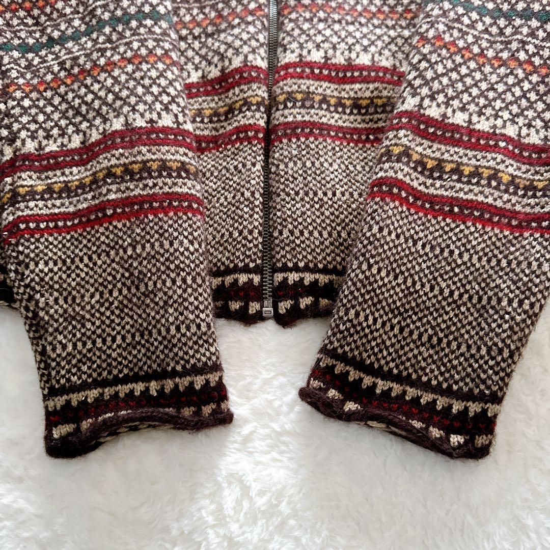 【ポロスポーツラルフローレン】ウールシルク 総柄ジップアップニットジャケット L