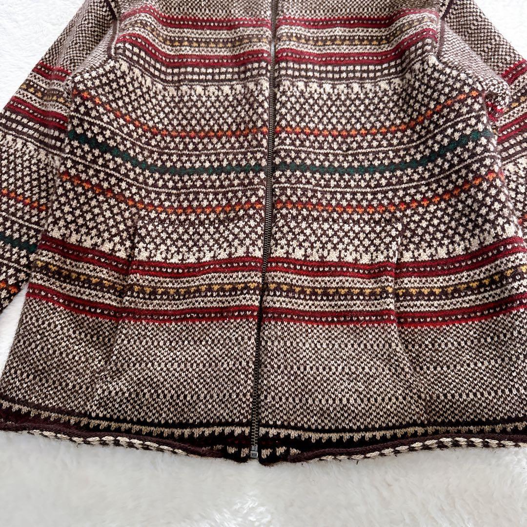 【ポロスポーツラルフローレン】ウールシルク 総柄ジップアップニットジャケット L