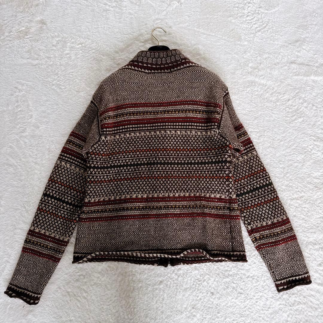 【ポロスポーツラルフローレン】ウールシルク 総柄ジップアップニットジャケット L