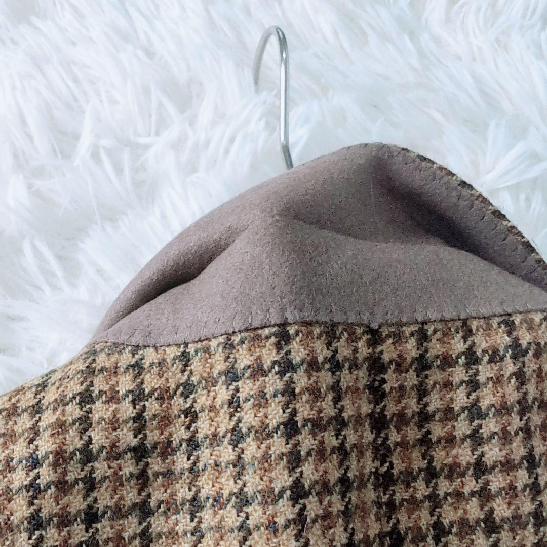 【極美品】レア　USA製　XL　ツイードジャケット　大千鳥　チェック柄　ブラウン