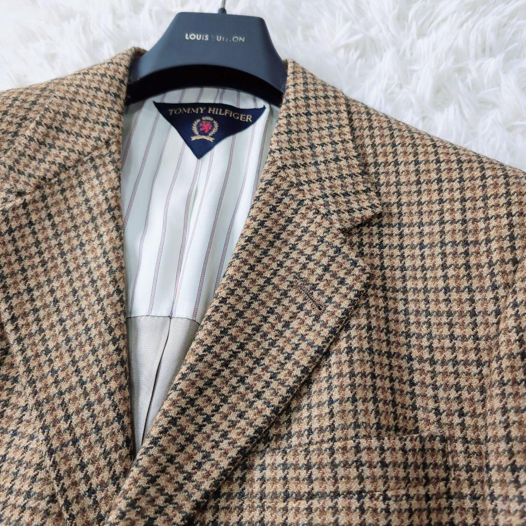 【極美品】レア　USA製　XL　ツイードジャケット　大千鳥　チェック柄　ブラウン