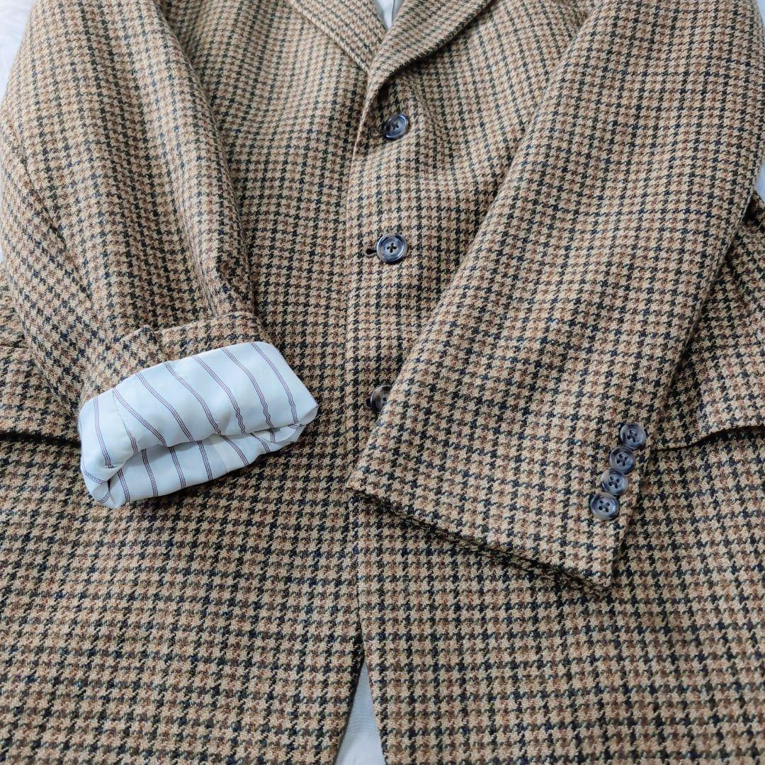 【極美品】レア　USA製　XL　ツイードジャケット　大千鳥　チェック柄　ブラウン