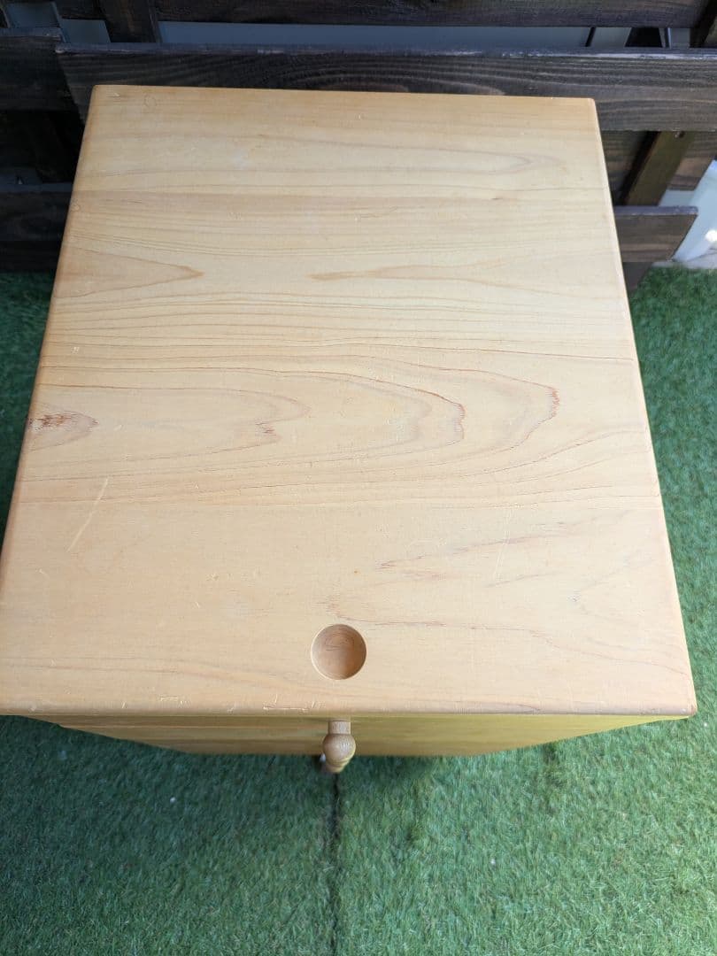 キシル　無垢天然木　ヒノキ　キャスター付きワゴン　サイドワゴンM