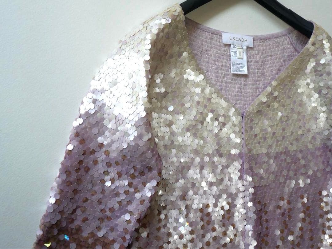 ESCADA エスカーダ 豪華スパンコール ウールカーディガン 40
