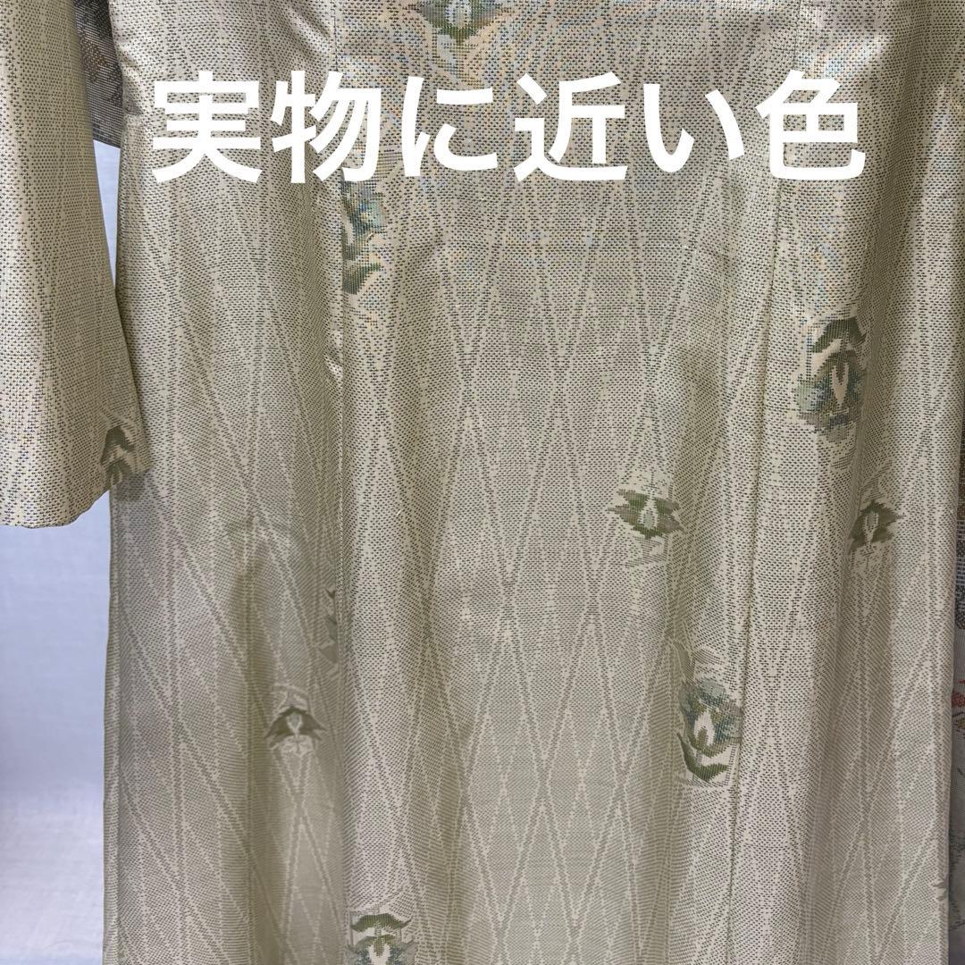 着物リメイク　大島紬花柄ワンピース　ロールカラー　Aライン　細見せ　ゆったり正絹