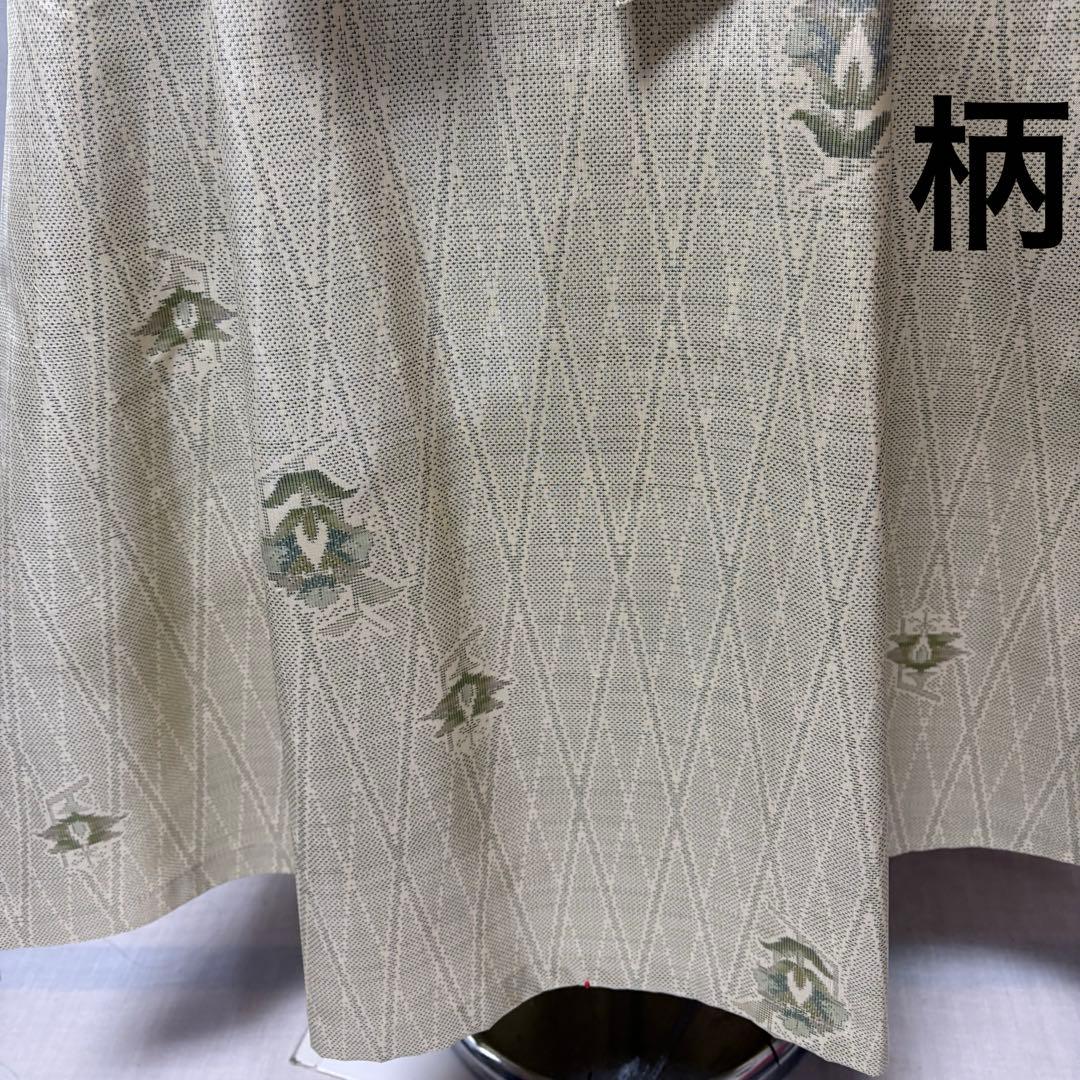 着物リメイク　大島紬花柄ワンピース　ロールカラー　Aライン　細見せ　ゆったり正絹