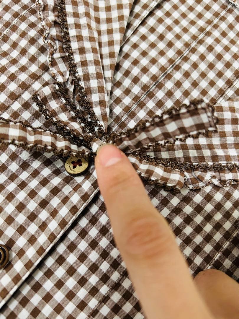 ワンダフルワールド　カネコイサオ　セーラー　ワンピース　ギンガムチェック　焦茶