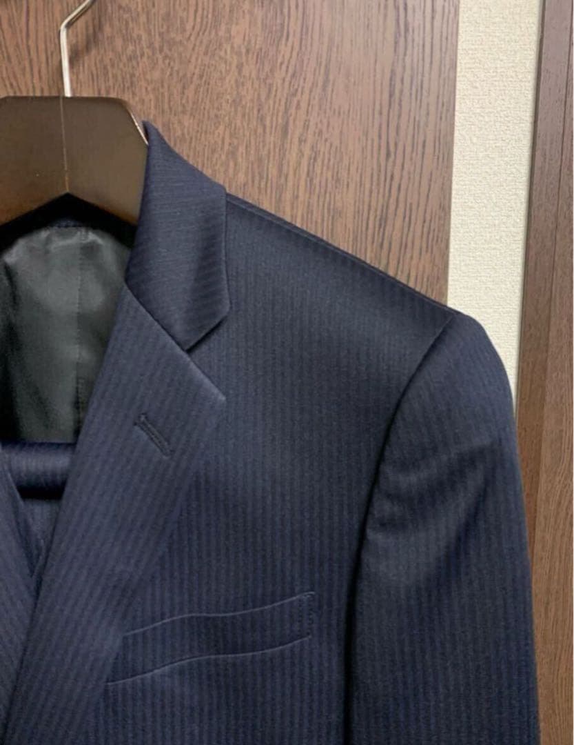 Y4新品未使用！素敵ストレッチ3ピーススーツ！無地調ネイビー！快適ウォッシャブル