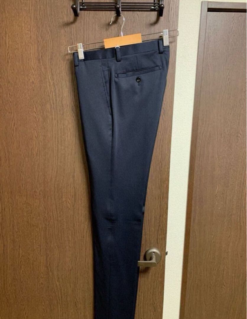 Y4新品未使用！素敵ストレッチ3ピーススーツ！無地調ネイビー！快適ウォッシャブル