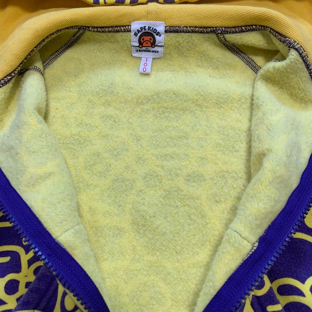 A BATHING APE パーカー パープル/イエロー 100