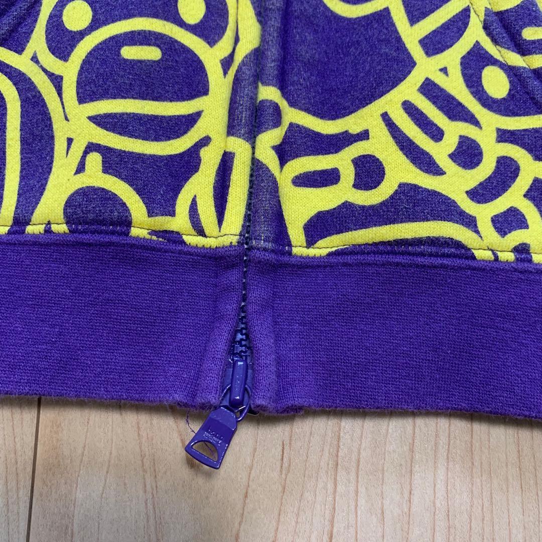 A BATHING APE パーカー パープル/イエロー 100