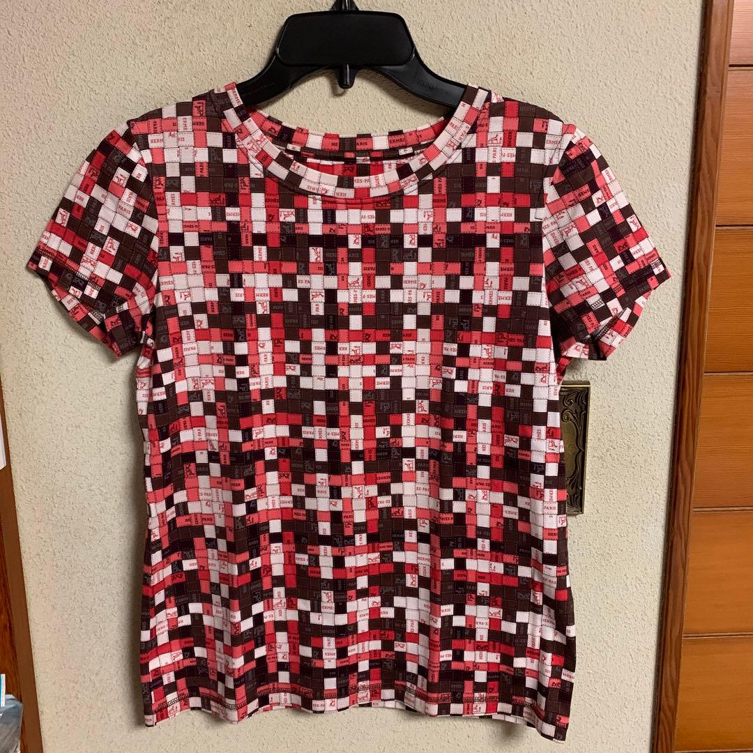 専用ですエルメス　ボルデュックリボン柄Tシャツ　34 レッド
