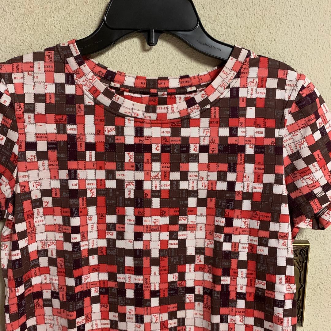 専用ですエルメス　ボルデュックリボン柄Tシャツ　34 レッド