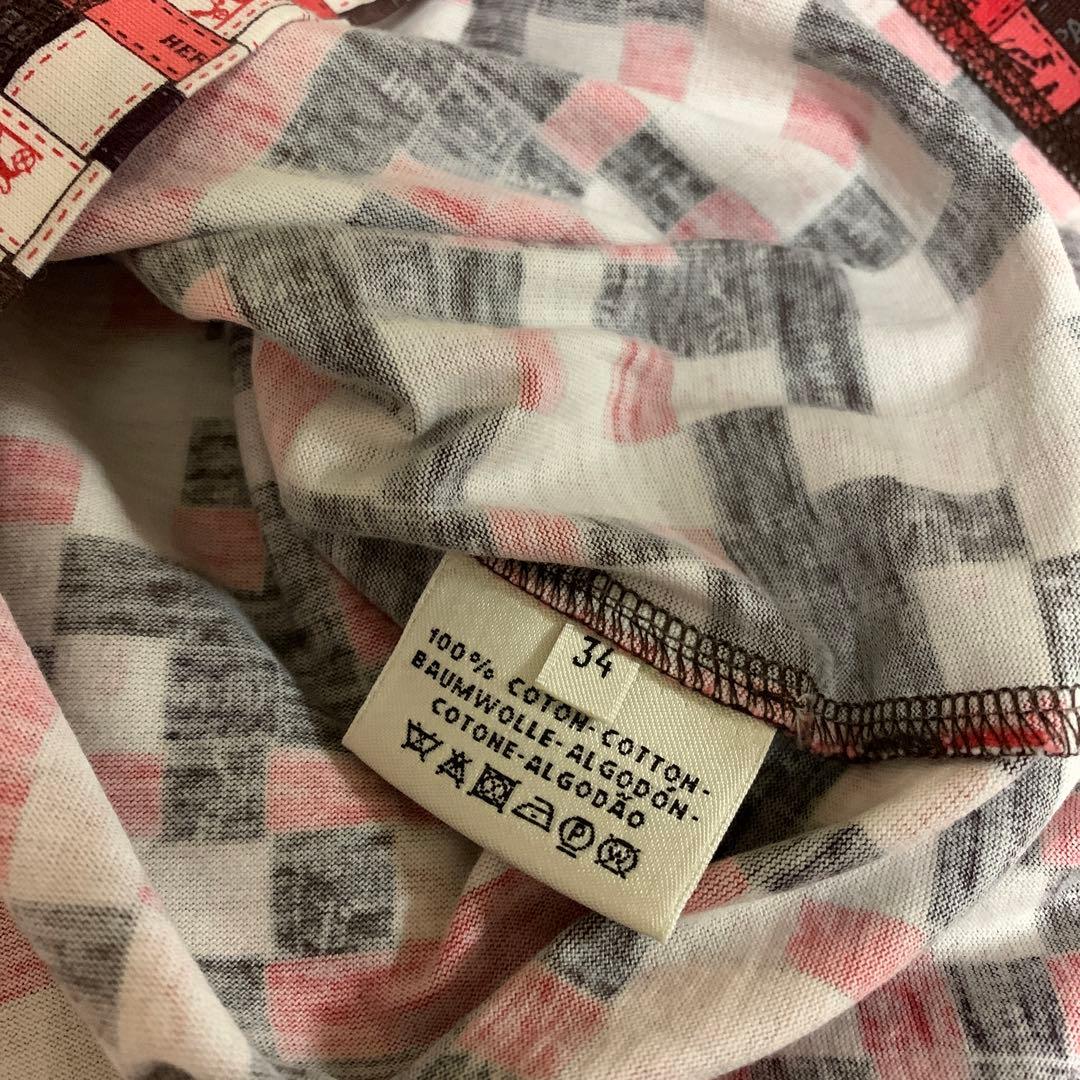 専用ですエルメス　ボルデュックリボン柄Tシャツ　34 レッド