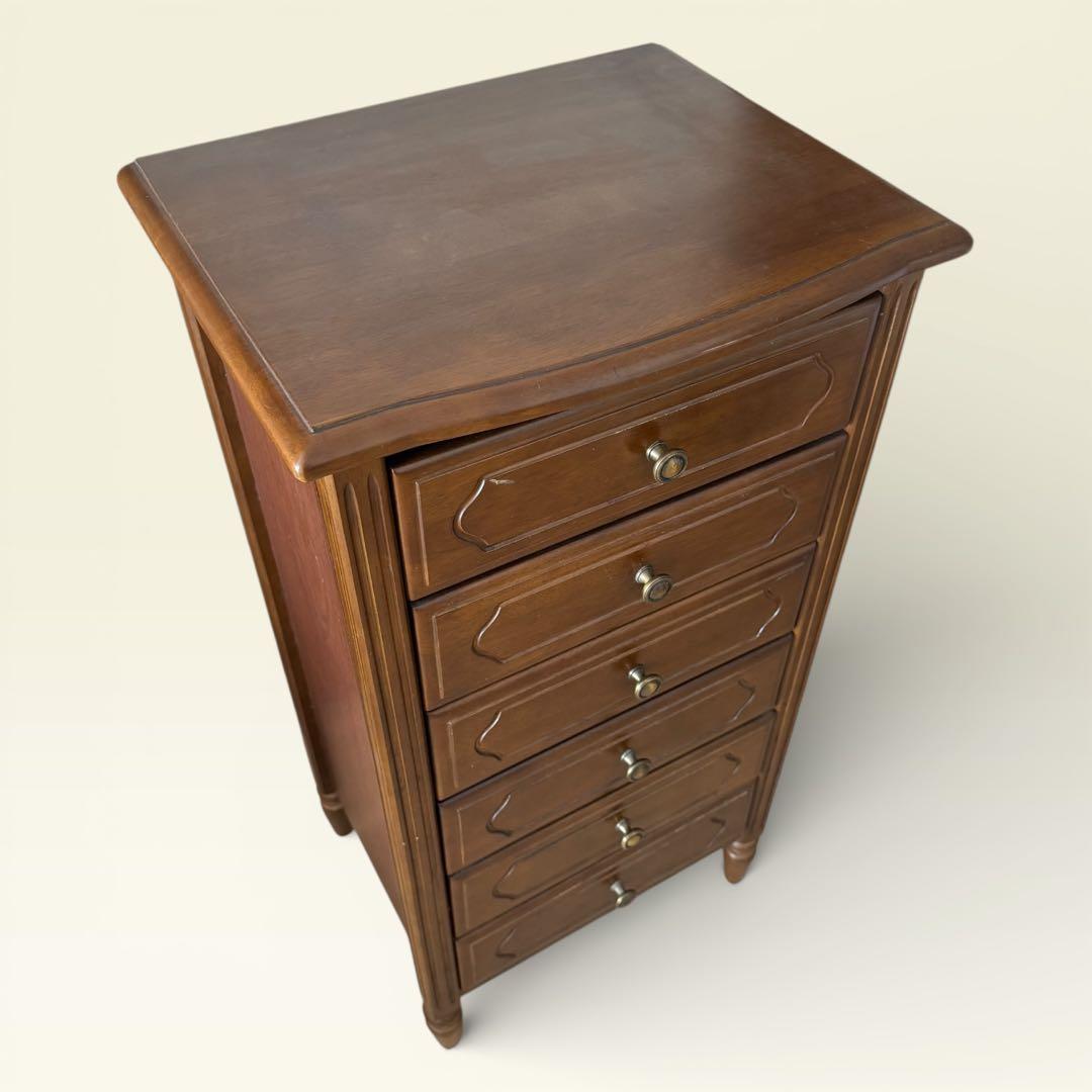 重厚感あるアンティーク調 木製 6段 チェスト スリムチェスト　飾り棚