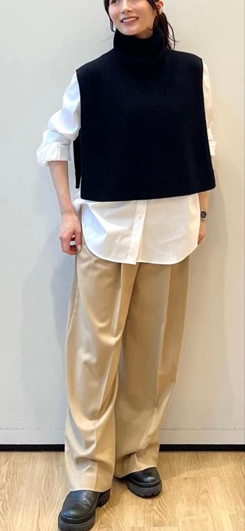 Theory フェルトウール カシミヤ ハイネック ディッキー ブラック F