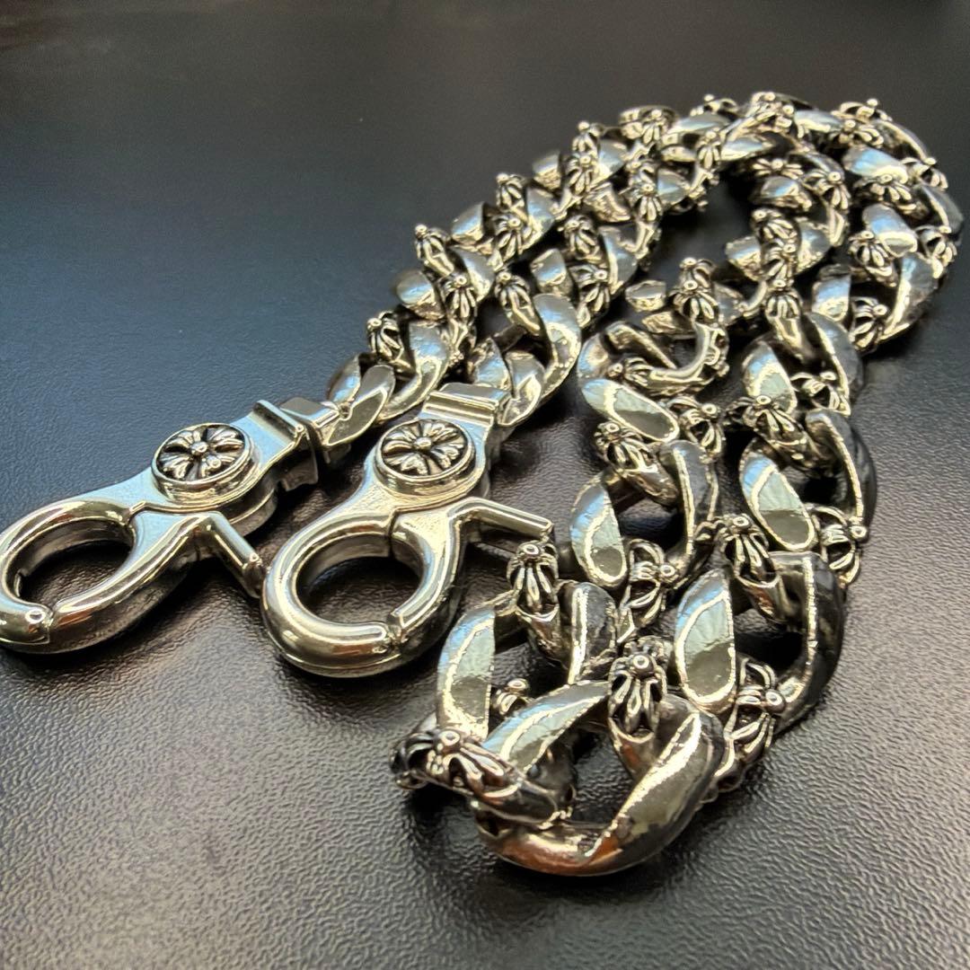 CHクロス ウォレットチェーン 222グラム フローラルクロス シルバー