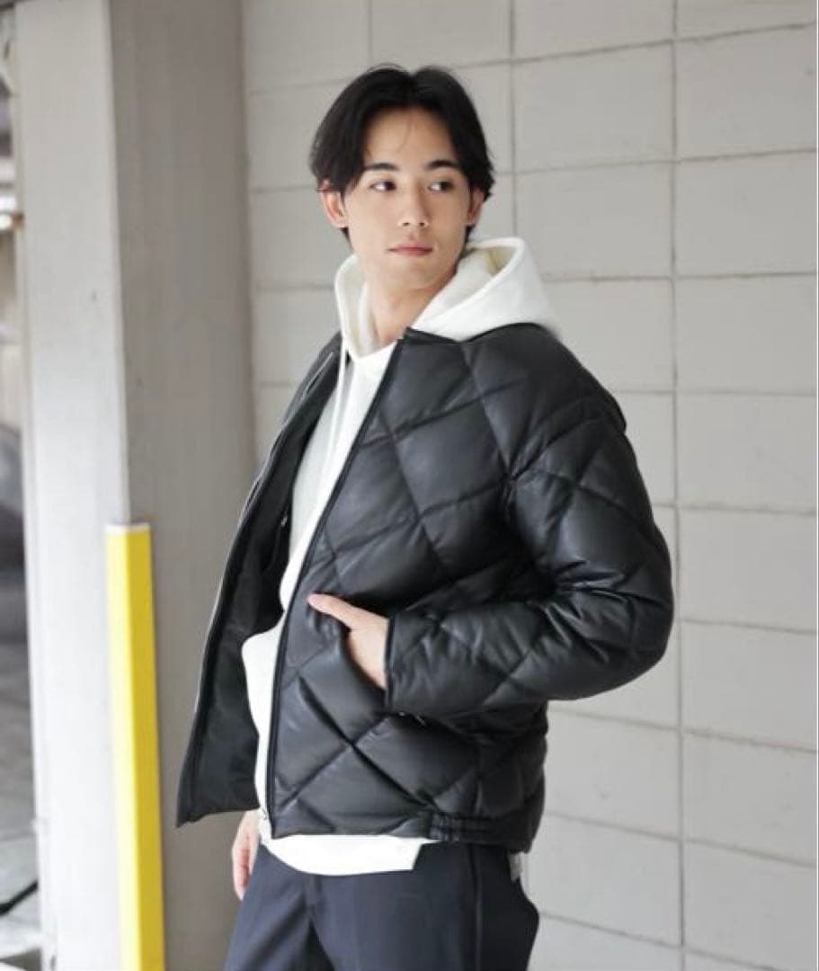 レアな名作⭐️ジャックローズ⭐️ ラムレザー ノーカラーキルト ダウンジャケット