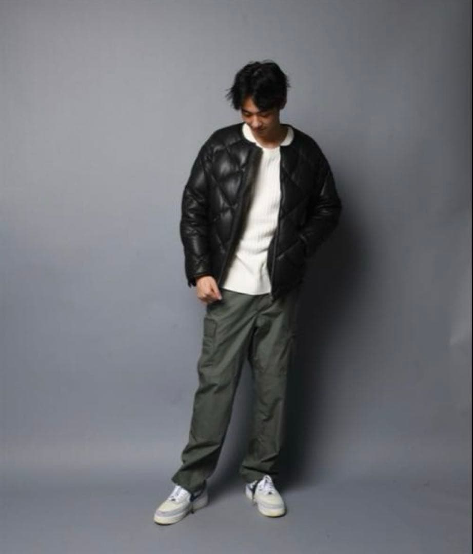 レアな名作⭐️ジャックローズ⭐️ ラムレザー ノーカラーキルト ダウンジャケット