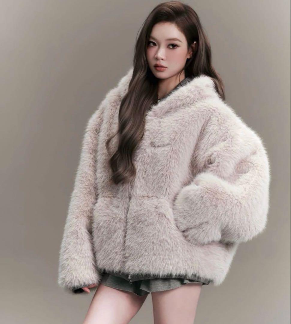 ジャケット・アウター andwang kirakira 2way fur zipup gray