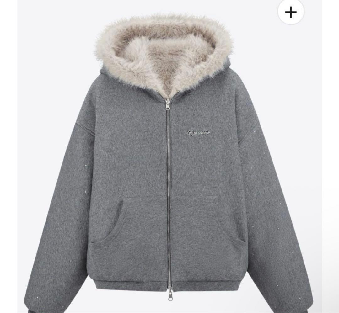 ジャケット・アウター andwang kirakira 2way fur zipup gray