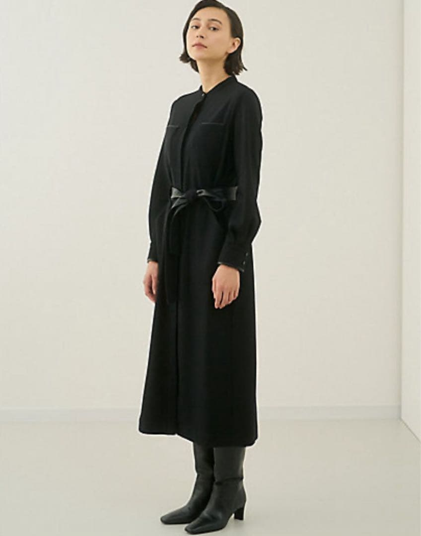 ANAYI ウールジャージーレザーコンビワンピース※ 彩果