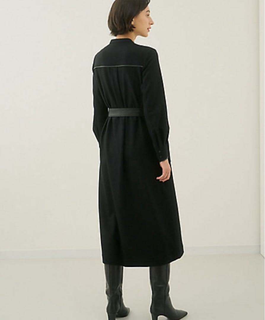 ANAYI ウールジャージーレザーコンビワンピース※ 彩果