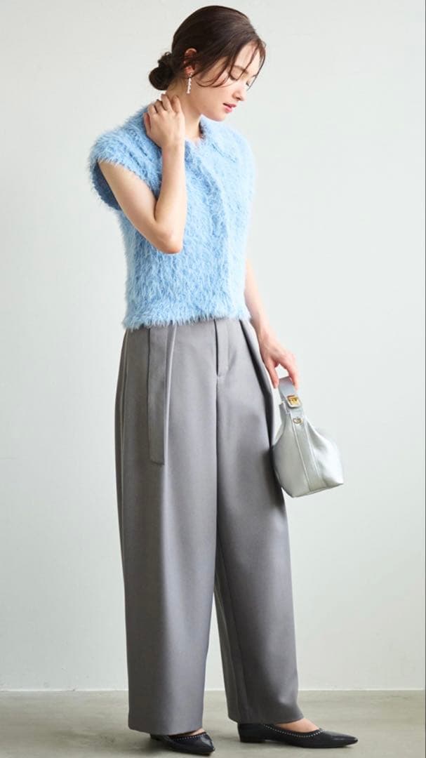 ゆゆ LOUNIE フェザーニットプルオーバー ブラック 38