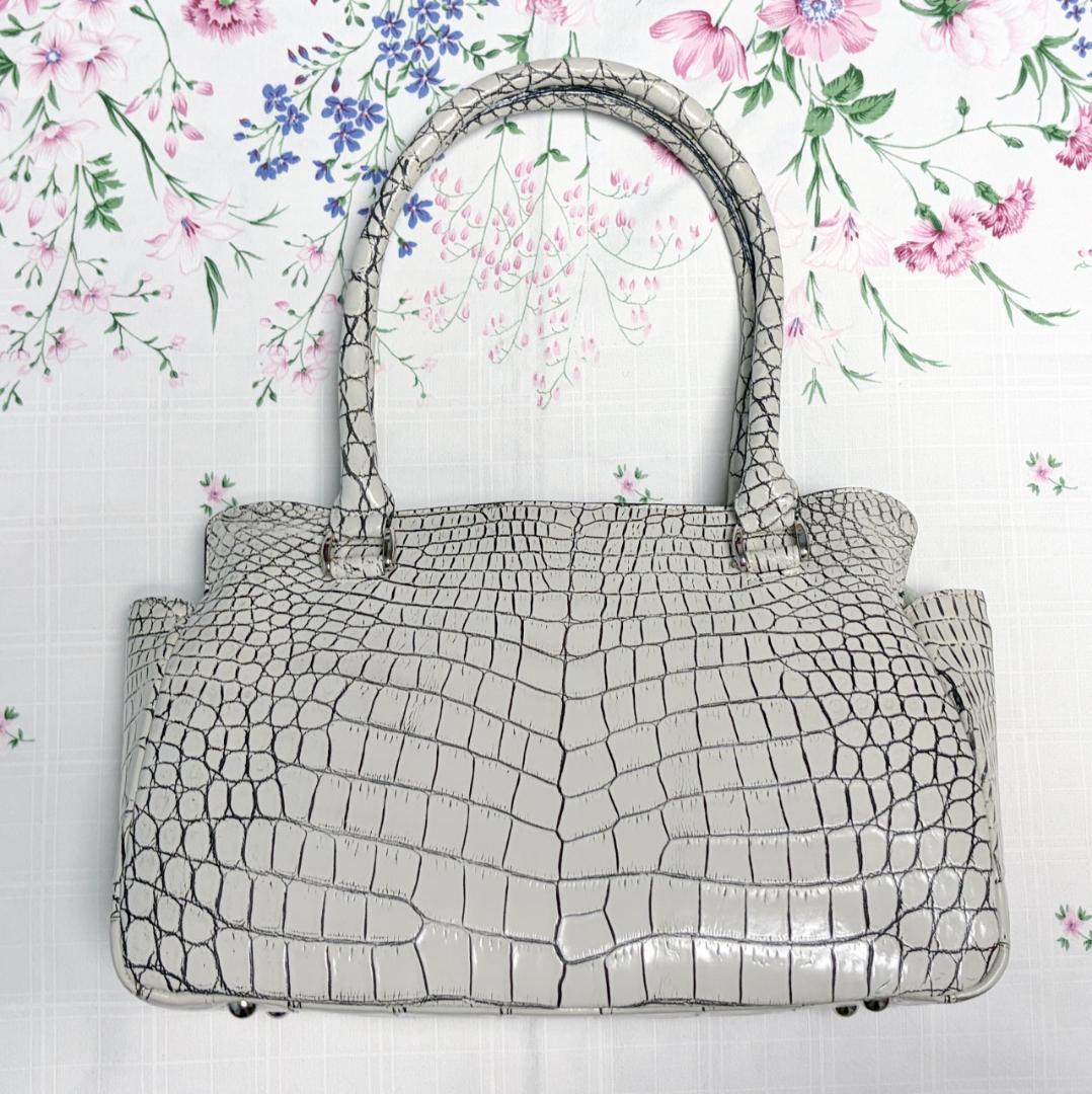 新品 定価14万円 CROIX  クロコダイル バッグ ホワイト系